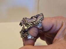 Anello Uomo Testa di Drago Doppia Fascia Mascella Articolata Unico!