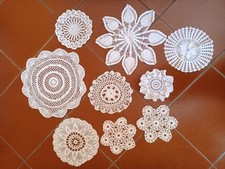 9 Centrino Uncinetto Bianco Più Grande Misura Cm 38 Ø Puglia Totale Peso 170Gr 