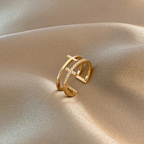 Anello aperto croce - tono, oro