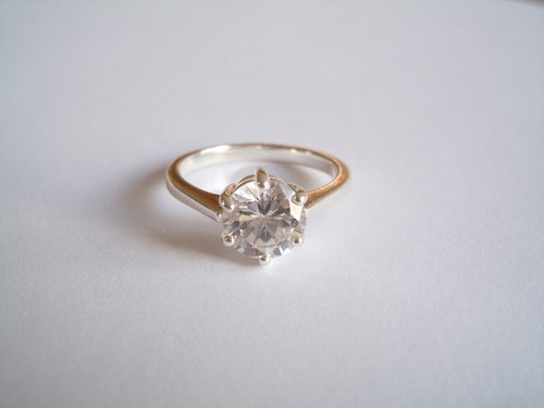 Anello solitario rodiato con - anello,