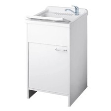 Mobile lavatoio in resina lavanderia Pilozza lavapanni PVC bianco garden 50x50