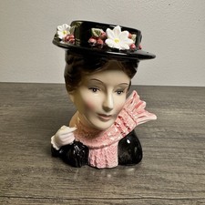 Statuina ceramica vintage 1964 Disney Mary Poppins testa di dama vaso 5,25"