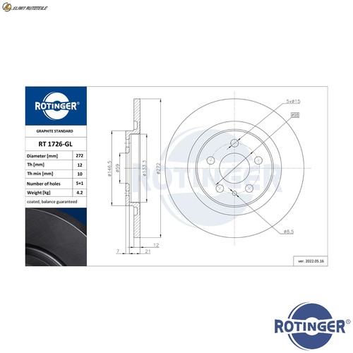 Dischi freno 1726 gl - 1726-gl, per