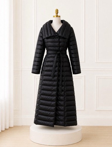 Maxi puffer coat con cintura