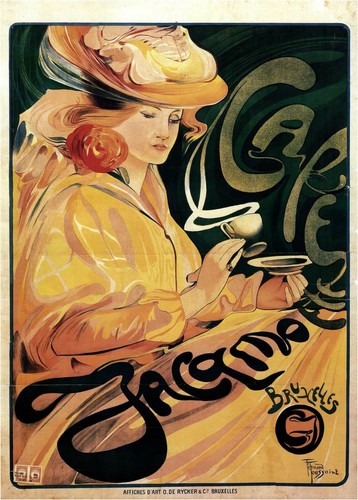 Poster cafe rajah art nouveau - rajah,