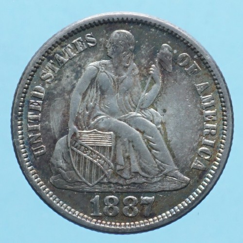America dime 1887 seated - dime,