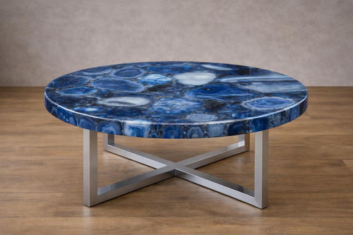 Tavolino rotondo agata blu - tavolino,