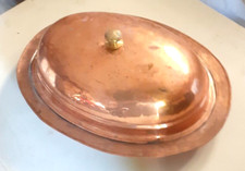 Piatto da portata rame con coperchio ovale stagnato ottone vassoio servizio