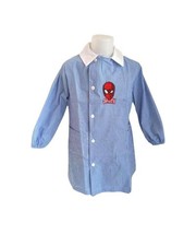 Grembiule Bimbo Asilo Spiderman Azzurro Quadri SPM-LSSHRT-0183