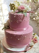 Torta Scenografica Compleanno Personalizzabile Battesimo Perle E Fiori Finti