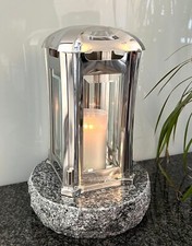 Lanterna tombale in acciaio inox vaso argento lampada tombale luce tombale base granito