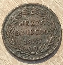 1/2 Baiocco 1837 RARA