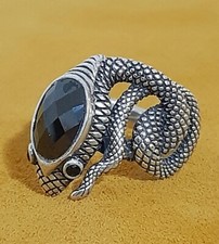  Anello Serpente Argento 925 donna Onice Onyx  Ring Sterling Woman Snake $