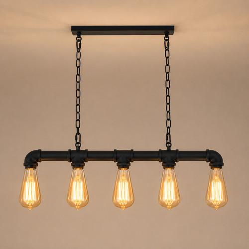 Lampadario tubo vie ferro - lampadario,
