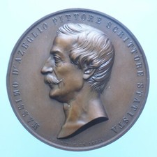 MASSIMO D'AZEGLIO MEDAGLIA IN RICORDO DEL POLITICO E SCRITTORE ITALIANO BRONZO