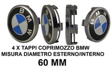 4x coprimozzo bmw 60mm diametro interno/esterno tappi mozzo ruoto cerchi in lega