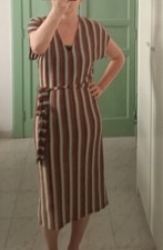 Zara vestito estivo longuette jersey righe lurex S