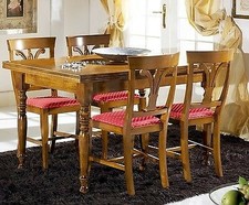 TAVOLO LEGNO RETTANGOLARE 160X85 ALLUNGABILE 4 SEDIE NOCE ARTE POVERA