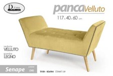 Panca Divano Poltrona Vintage Poggiapiedi Braccioli VELLUTO SENAPE 117*40*H60