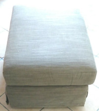 Pouf in tessuto da salotto grigio-marrone 80x 38x 60 cm poltroncina rettangolare