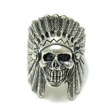 Anello in argento 925 fatto a mano da uomo - anello teschio indiano 30 mm