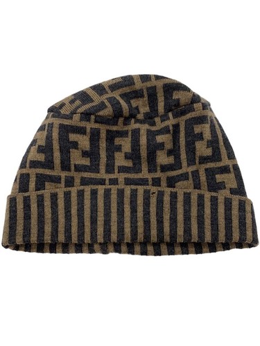 Fendi beanie logo - logo, marrone
