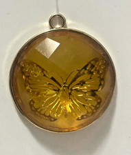 Bigiotteria vintage y2k-CIONDOLO / CHARM - FARFALLA CABOCHON SFACCETTATO AMBRATO