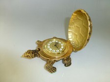 Sveglia vintage svizzera ad anello tono oro metallo tartaruga tartaruga ornamento 8 giorni 
