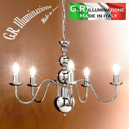 Lampadario moderno cromato - lampadario,