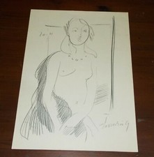 Disegno LUCIANO PROVERBIO Figura donna nuda 1969 - 27x37 cm Quadro PEZZO UNICO