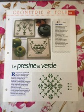 Schema punto croce Ricamo Geometrie e folk Presine in verde