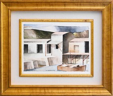 LA PESCAIA '99 - Dipinto acquerello 29x38 cm di Marcello SCUFFI quadro cornice