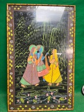 quadro dipinto su seta indiano