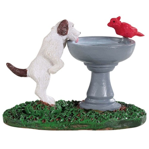 Lemax 94535 bird bath - bird, dog