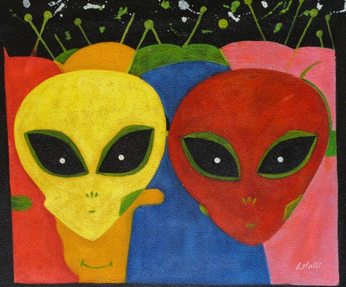 Dipinto aliens ritratto - dipinto,