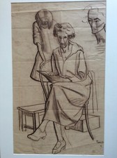 "donna seduta" tecnica mista