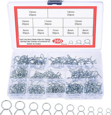 260 Pezzi Morsetti a Molla Zincati Blu, Fascette per Tubi Benzina, Aria E Acqua 