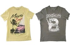 T Shirt Uomo Clayton Miami Beach Giallo + Brooklyn Verde Manica Corta Taglia M 