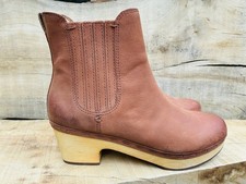  Frye Chelsea Brown Womens  Leather Slip On Boot Round Toe, Wood Heel   Size 9 