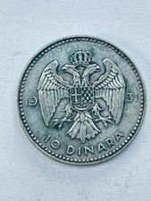 MONETA 10 DINARI ALESSANDRO I YUGOSLAVIA 1931 ARG. g.6 OLD SILVER COIN