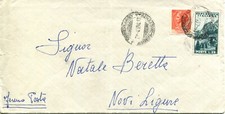H004 - Lettera del 22-4-54 con 25L. cortina e 10L turrita fermo posta in tariffa