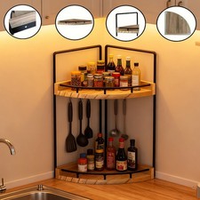 Scaffale angolare cucina 2 livelli in piedi legno mensola angolare bagno banconi angolo organizer