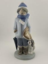 Lladro Boy with Dog Figurine