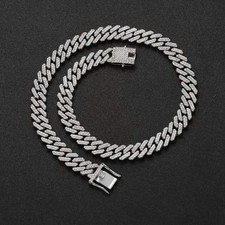 Collana Cubana Uomo 14mm Silver Iced Out Bling 40cm