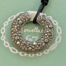 Pomellato Collana Lunga Amuleto Moneta Marcasite Argento Fuori Produzione Rara 