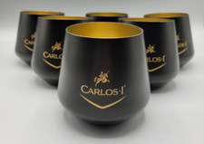 6 Pezzi Carlos I Brandy Bicchiere 0,3L Tumbler Nero Oro Satinato Logo Girevole