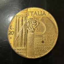 Moneta rara 20 lire Mussolini. 