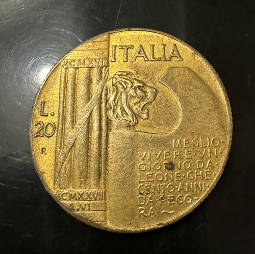 Moneta rara lire mussolini - moneta, 20