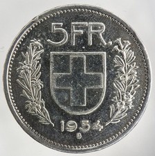 1954 Switzerland Swiss 5 Franc