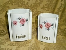  VINTAGE SHABBY CHIC BELLA COPPIA CONTENITORI PORCELLANA 